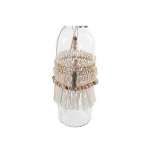 Botella Cristal Transparente Decorativa, Decoración Étnica para Interior. Botellas Decorativas Originales 9X9X30 cm