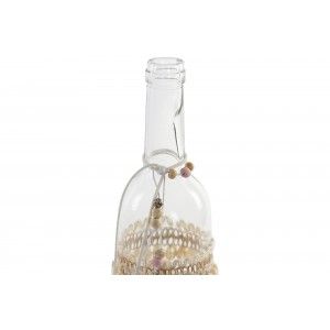 Botella Cristal Transparente Decorativa, Decoración Étnica para Interior. Botellas Decorativas Originales 9X9X30 cm