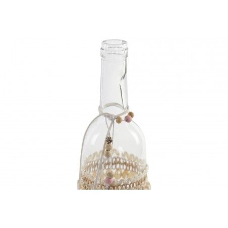 Botella Cristal Transparente Decorativa, Decoración Étnica para Interior. Botellas Decorativas Originales 9X9X30 cm