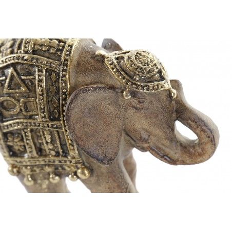 L'éléphant de la Chance de Résine, de couleur Brun avec de l'Or, avec Finition Brillante, Décoratif Figure Hindou Éléphant
