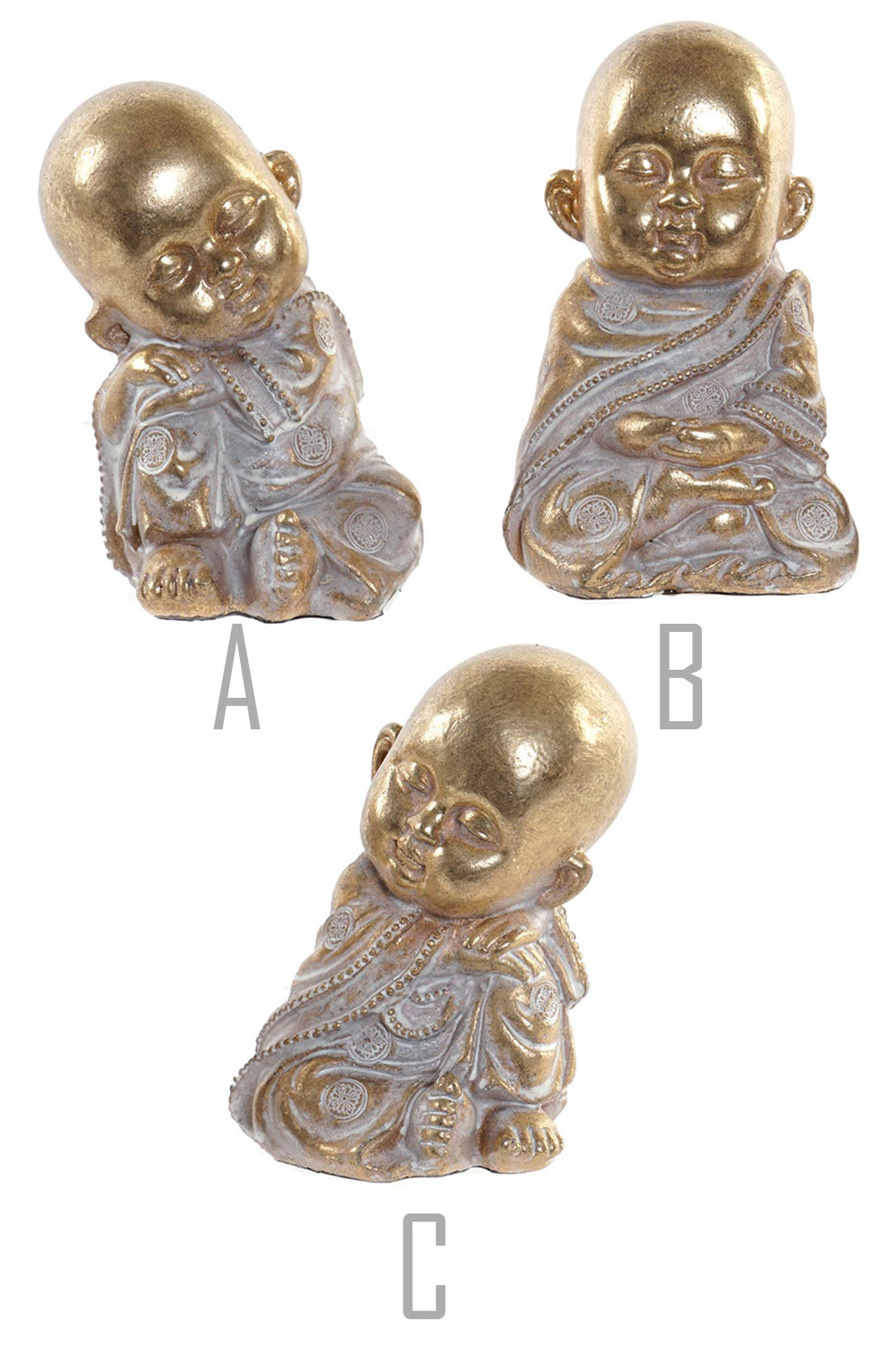Buddha-Decorative Resin, Glass, Buddhist, Gold. Buddha Scrape, Figures, Buddhas, Decoration, Zen Style 7x6x10cm - Home and More