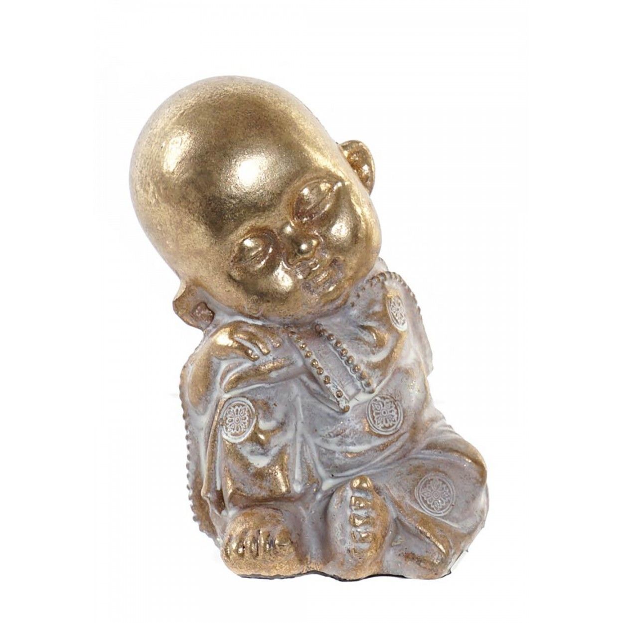 Buddha-Decorative Resin, Glass, Buddhist, Gold. Buddha Scrape, Figures, Buddhas, Decoration, Zen Style 7x6x10cm - Home and More