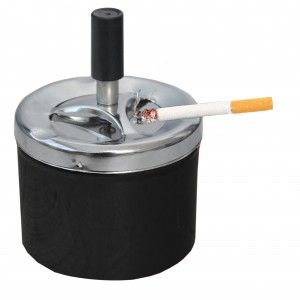 Ashtray Rotating Round in Set of 2, Red and Black, Ashtray Pressure Cigarette ø9 x 12 cm