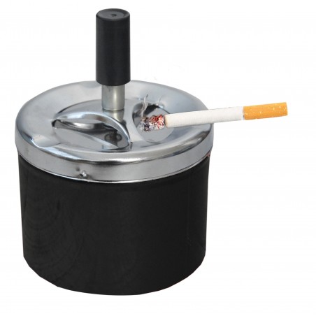 Ashtray Rotating Round in Set of 2, Red and Black, Ashtray Pressure Cigarette ø9 x 12 cm