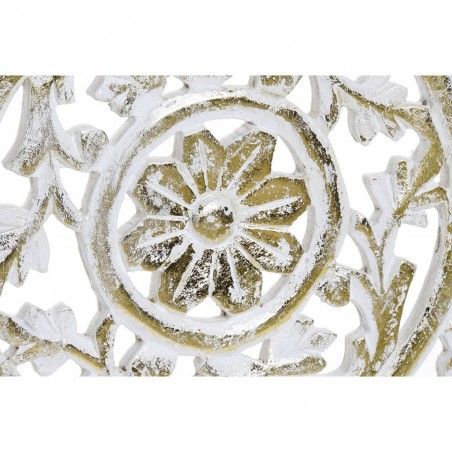 Decoration Wall, White, Carved in Wood with Finish Scrape, 30X2X30 cm - Home and More