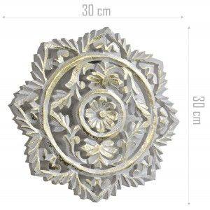 Decoration Wall, White, Carved in Wood with Finish Scrape, 30X2X30 cm - Home and More