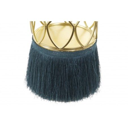 Porta candles with Metal Structure and Fringe, Porta candles Decorative Gold. Support Metal to Candle 11,5X11,5X26 cm