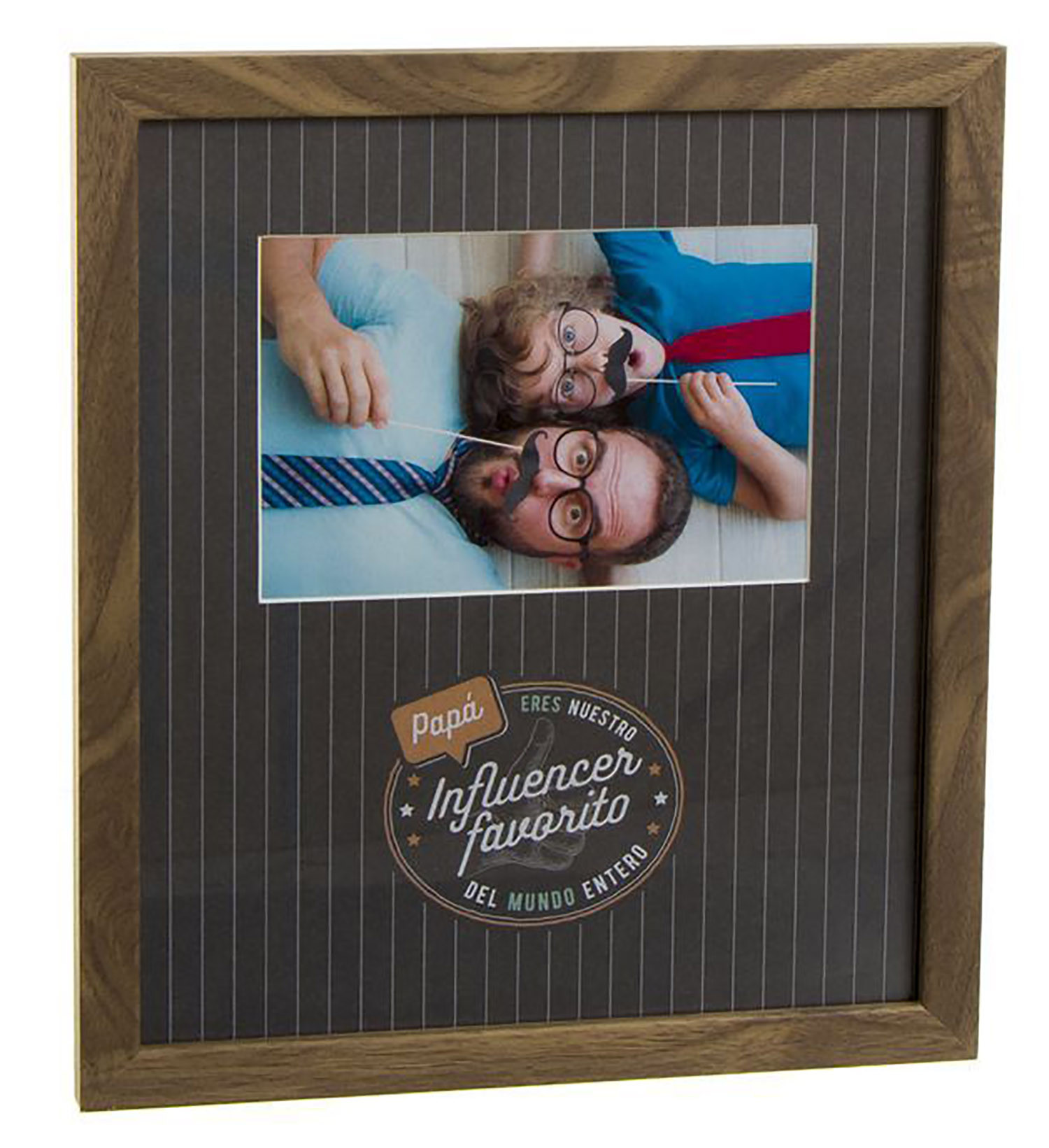 Porta Fotos Madera 10x15 "papa influencer", Porta-fotos Originales Regalo día del Padre 32x1,2x23 cm
