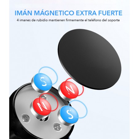 Soporte Móvil Magnético para Coche, PACK de 2 Soportes Giratorios Teléfono Universal para Rejilla - Hogar y Más