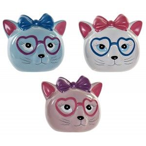 Tirelire Chat avec des Lunettes, une tirelire de Dolomite pour les Enfants. Les tirelires, les Enfants d'Origine, la Figure de