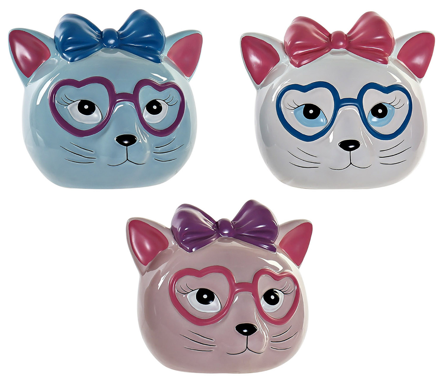 Hucha Gato con Gafas, Hucha de Dolomite para Niños. Huchas Infantiles Originales, Figura de Gato Hucha Decoración 16x12,8x14cm