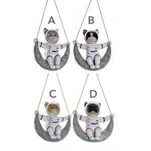 Cane/Gatto Figura Ciondolo in Resina Decorativa, Bambini Decorazione di Interni. Design Figura Astronauta 18,5X9X20,5 cm