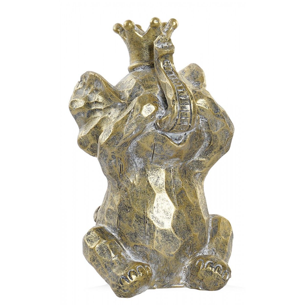 Figura Elefante d'Oro, Elefante tono Oro Resina "3 Wise Monkeys", Decorazione di interni, Moderno/Originale 13,5x11,5x21cm