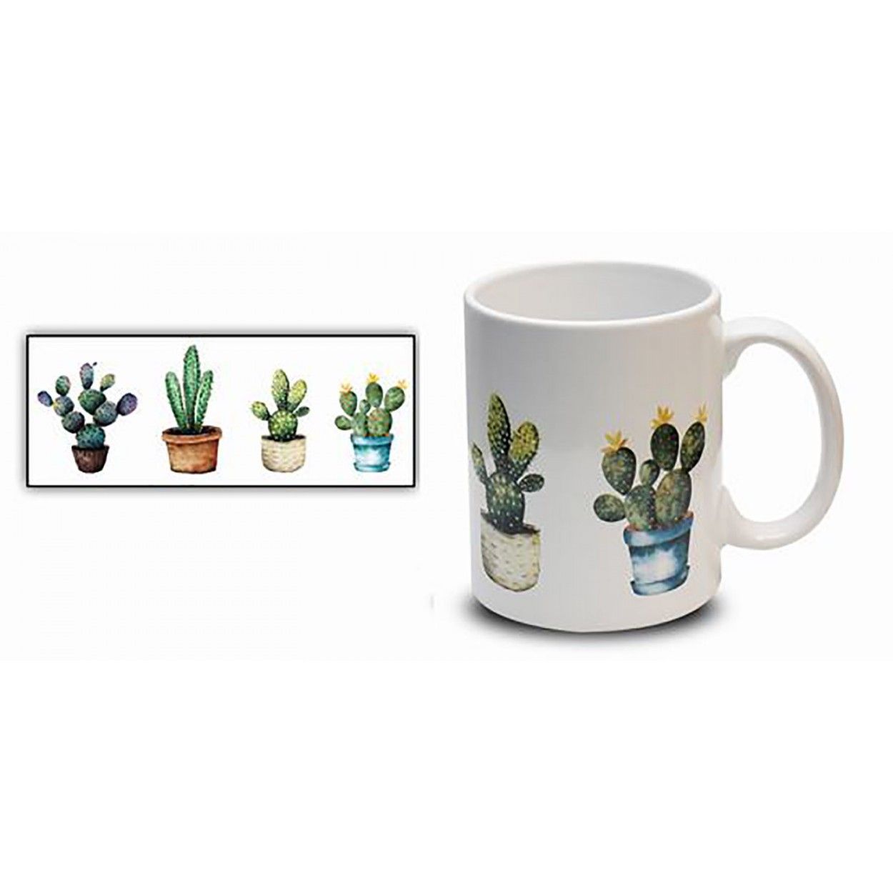Cup of Coffee, Cactus 300 ml Mug Breakfast. Cups Original Gift 8x9,7 cm