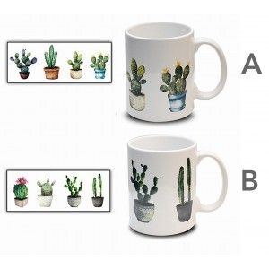Taza de Café Cactus 300 ml, Mug Desayuno. Tazas Originales para Regalar 8x9,7 cm
