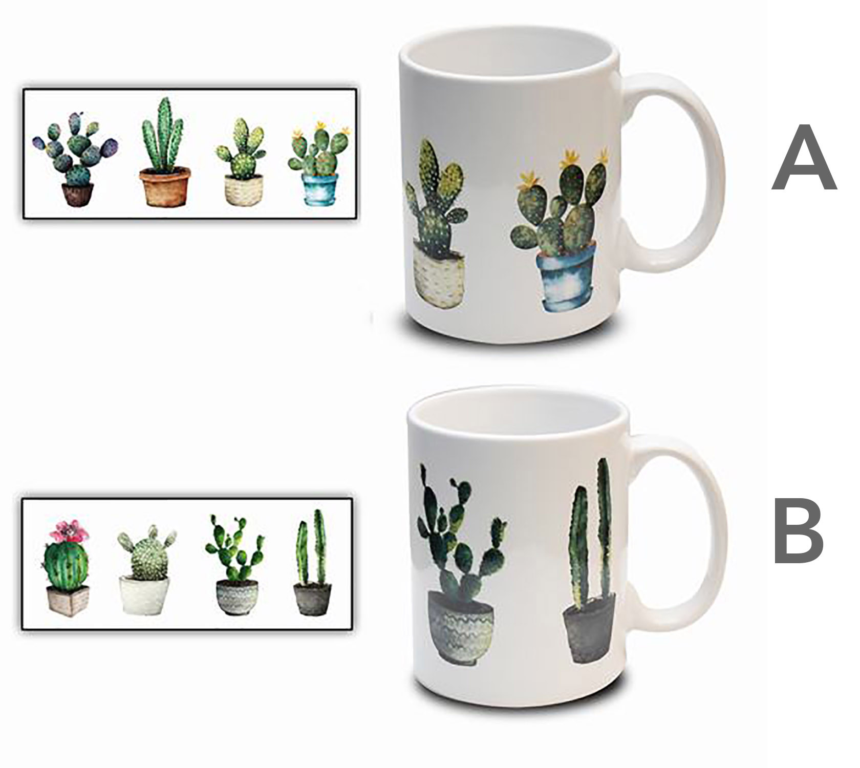 Tazza di Caffè, Cactus 300 ml Tazza Colazione. Tazze Regalo Originale 8x9,7 cm