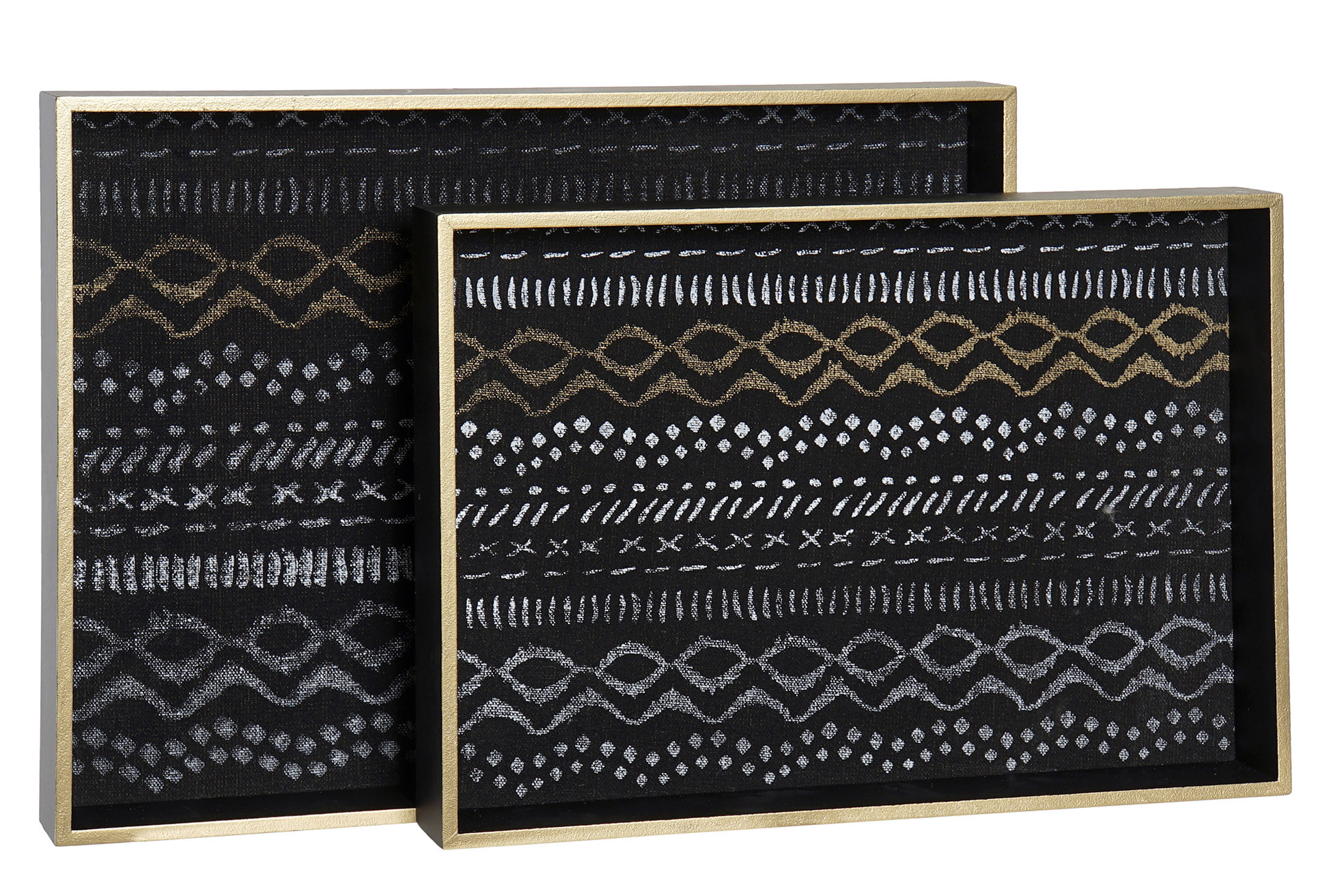 Plateaux en Bois Décoratif lot de 2, magasin d'Origine pour la Décoration ethnique 38X28X4 cm