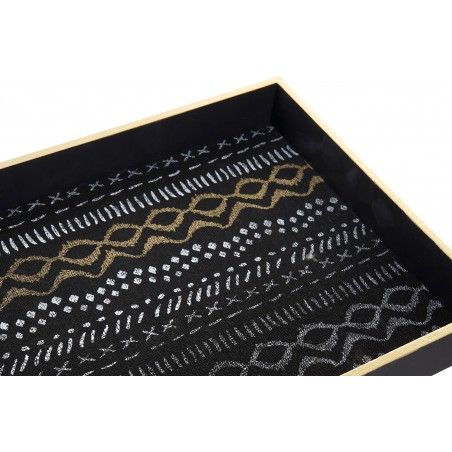 Bandejas Decorativas de Madera en Set de 2, Bandeja Original para Decoración étnica 38X28X4 cm