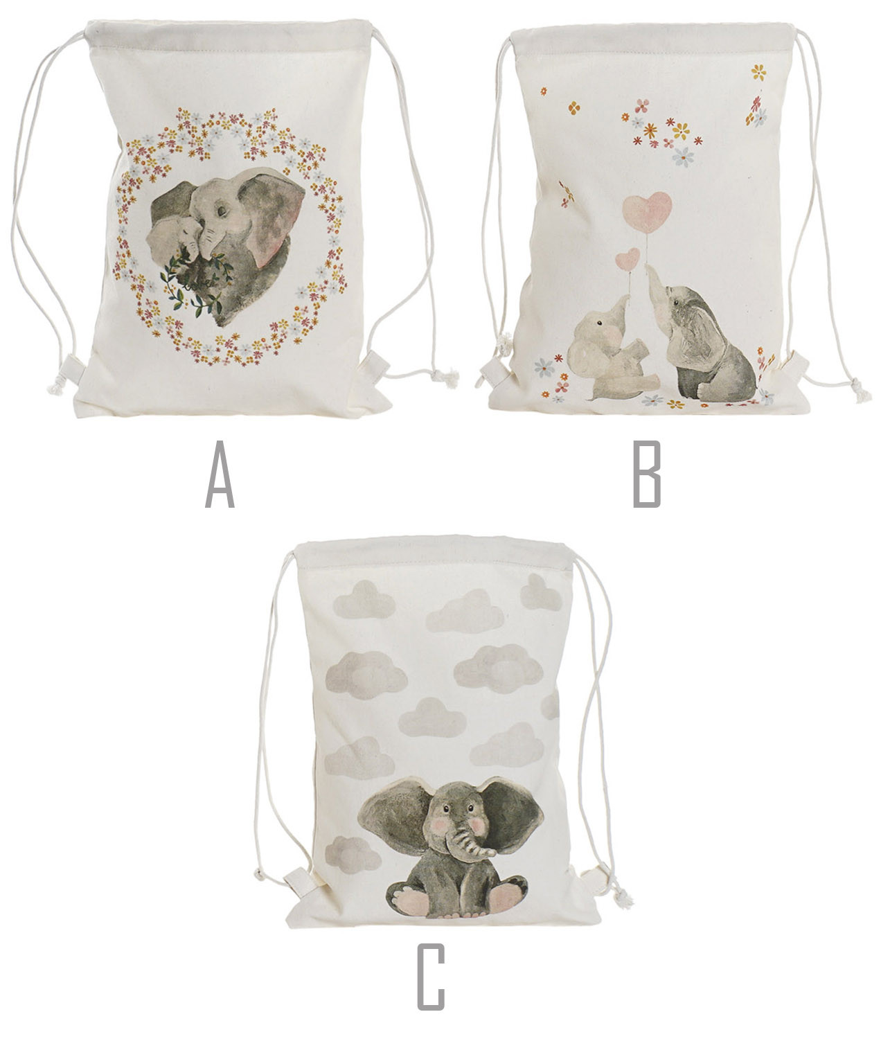 Backpack Canvas Ropes Cotton with Design of Elephant, Bags of Ropes to a Man/Woman 28X1X36cm - Home and More