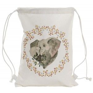 Sac à dos en Toile de Cordes de Coton avec la Conception de l'Éléphant, des Sacs de Cordes pour un Homme/une Femme 28X1X36cm -