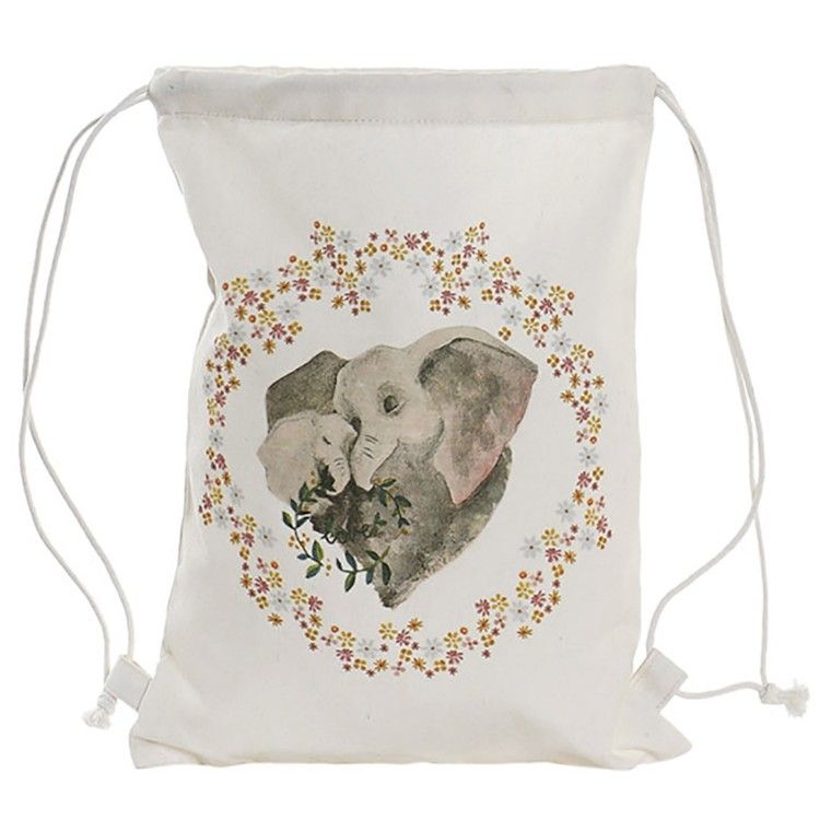 Backpack Canvas Ropes Cotton with Design of Elephant, Bags of Ropes to a Man/Woman 28X1X36cm - Home and More