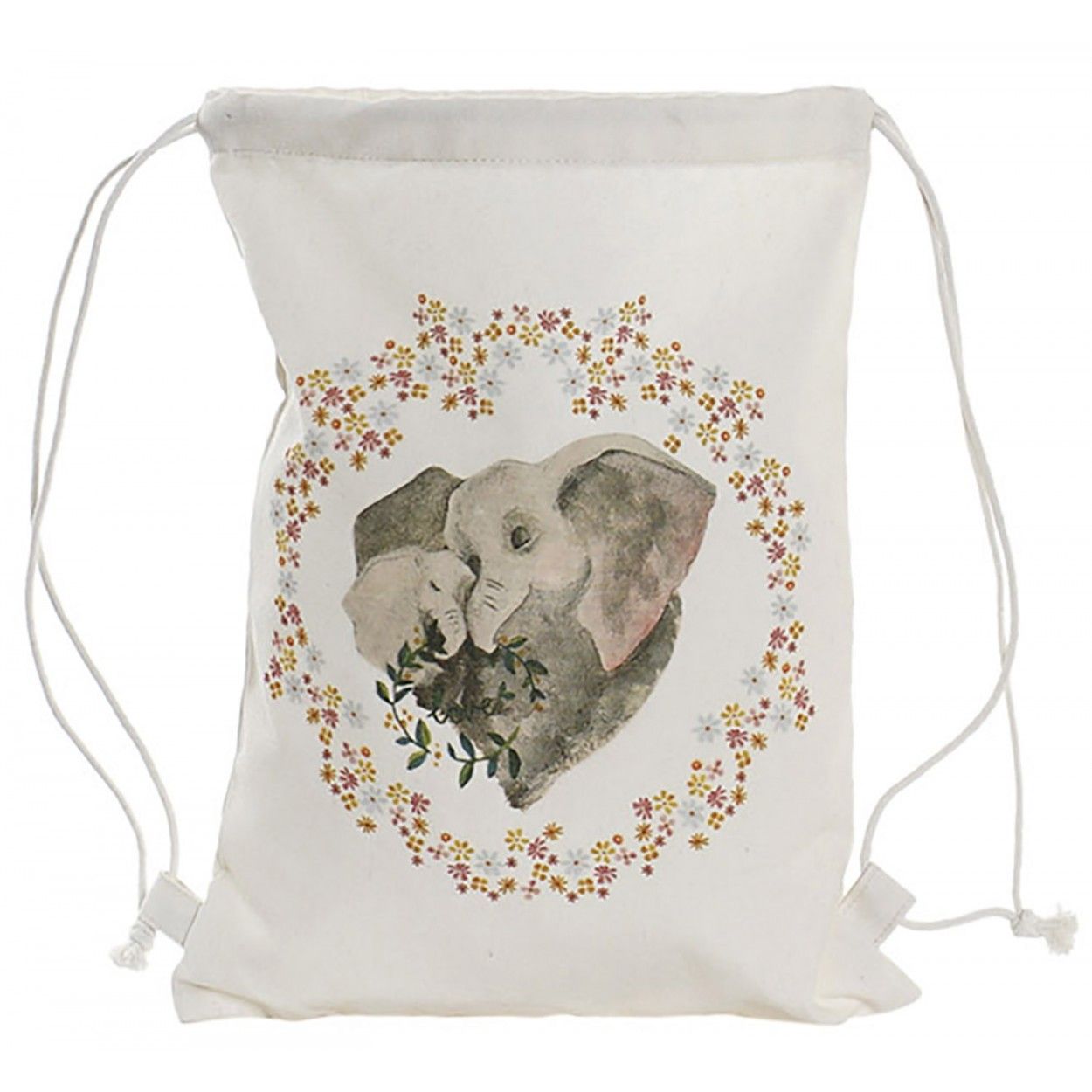 Backpack Canvas Ropes Cotton with Design of Elephant, Bags of Ropes to a Man/Woman 28X1X36cm - Home and More