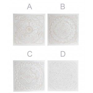 Mandala Decoración de Pared, Retablo Pared Blanco. Mural Decorativo Grande de Madera 60X60X1,5 cm