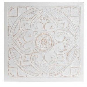 Mandala Decoración de Pared, Retablo Pared Blanco. Mural Decorativo Grande de Madera 60X60X1,5 cm