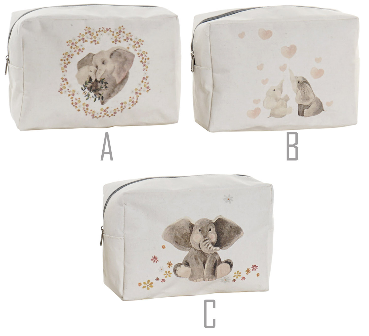 A Travel beauty case for Women, Bag of Canvas and Polyester, Design, Elephant, Bags for Suitcase, 20x8x14cm - Home and More