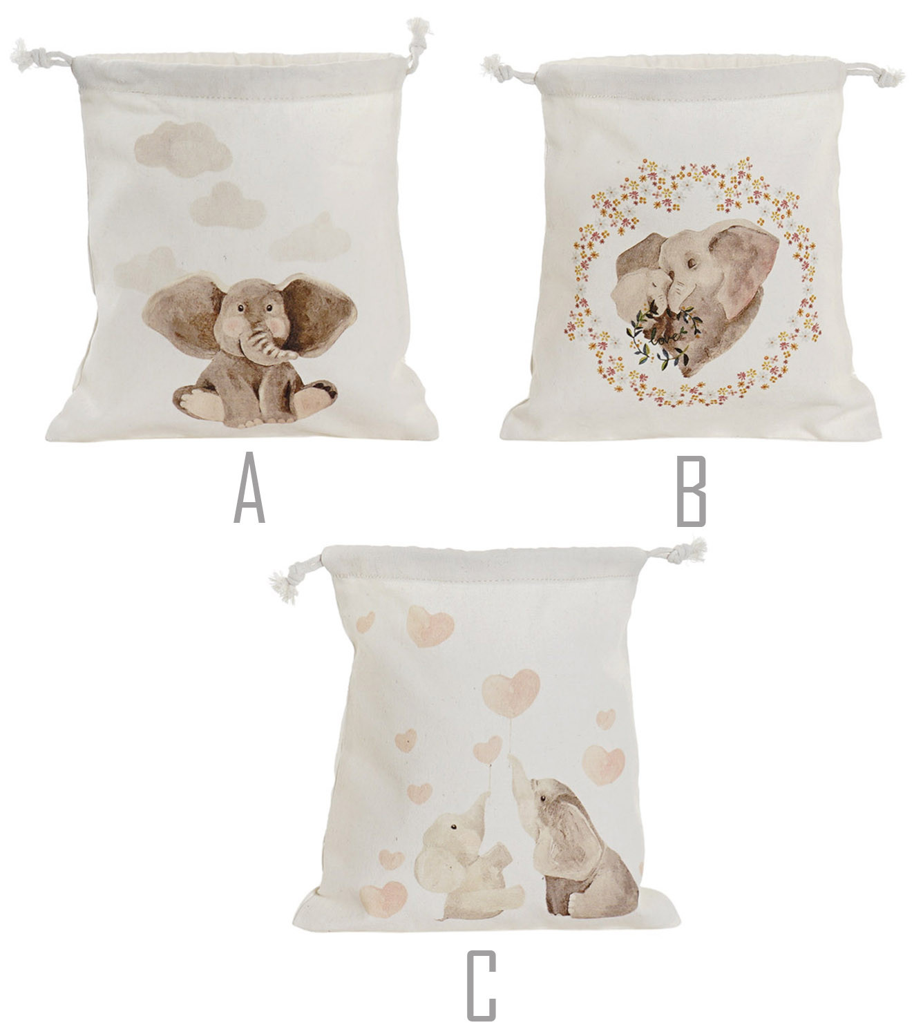 Bags Canvas Ropes Cotton with Design of Elephant, Bags of Cords for Women 24X2X26cm - Home and More