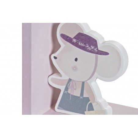 Sujeta-Libros Infantil de Ratones, Figura Decorativa de Madera. Ratón Soporte para Libros 12,5X9,5X14,5 cm