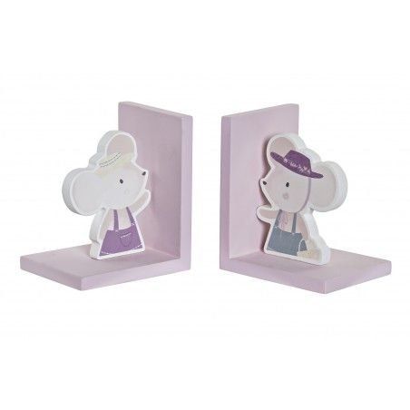 Sujeta-Libros Infantil de Ratones, Figura Decorativa de Madera. Ratón Soporte para Libros 12,5X9,5X14,5 cm