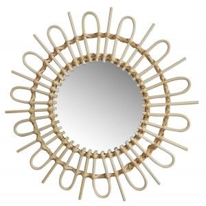 Mirror Circular Wall of Natural Rattan, Decorative Mirrors Original. Decoration Bedroom/Bathroom ø49 cm