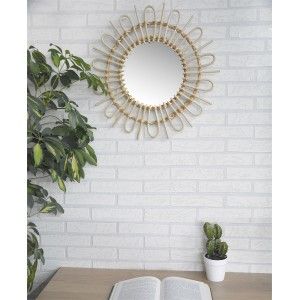 Mirror Circular Wall of Natural Rattan, Decorative Mirrors Original. Decoration Bedroom/Bathroom ø49 cm
