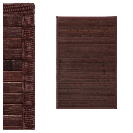 Alfombra de Salón o Comedor, Marrón Chocolate, con Base Antideslizante, de Bambú Natural 60x90cm, Natur 60x90 Hogar y Más