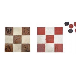 3 en Raya de Cerámica Natural, 3 en Raya Decorativo Artesanal 100% a Mano, Juegos Habilidad/Educativos, 6piezas, 16,5x16,5x2cm