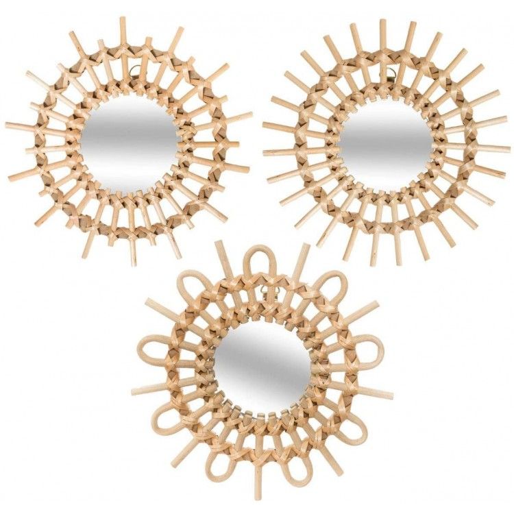 Mirrors Wall Decorative Rattan Geometric, ideal for Bedroom. Modern Design/Original. Game 3 - Home and More