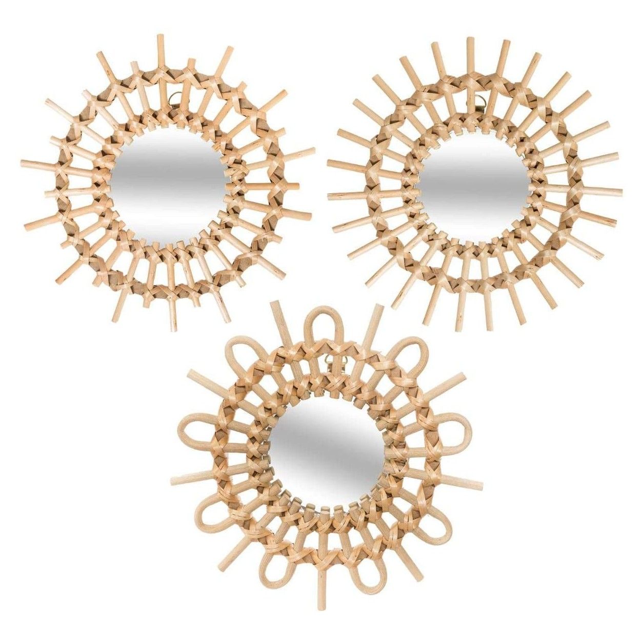 Mirrors Wall Decorative Rattan Geometric, ideal for Bedroom. Modern Design/Original. Game 3 - Home and More