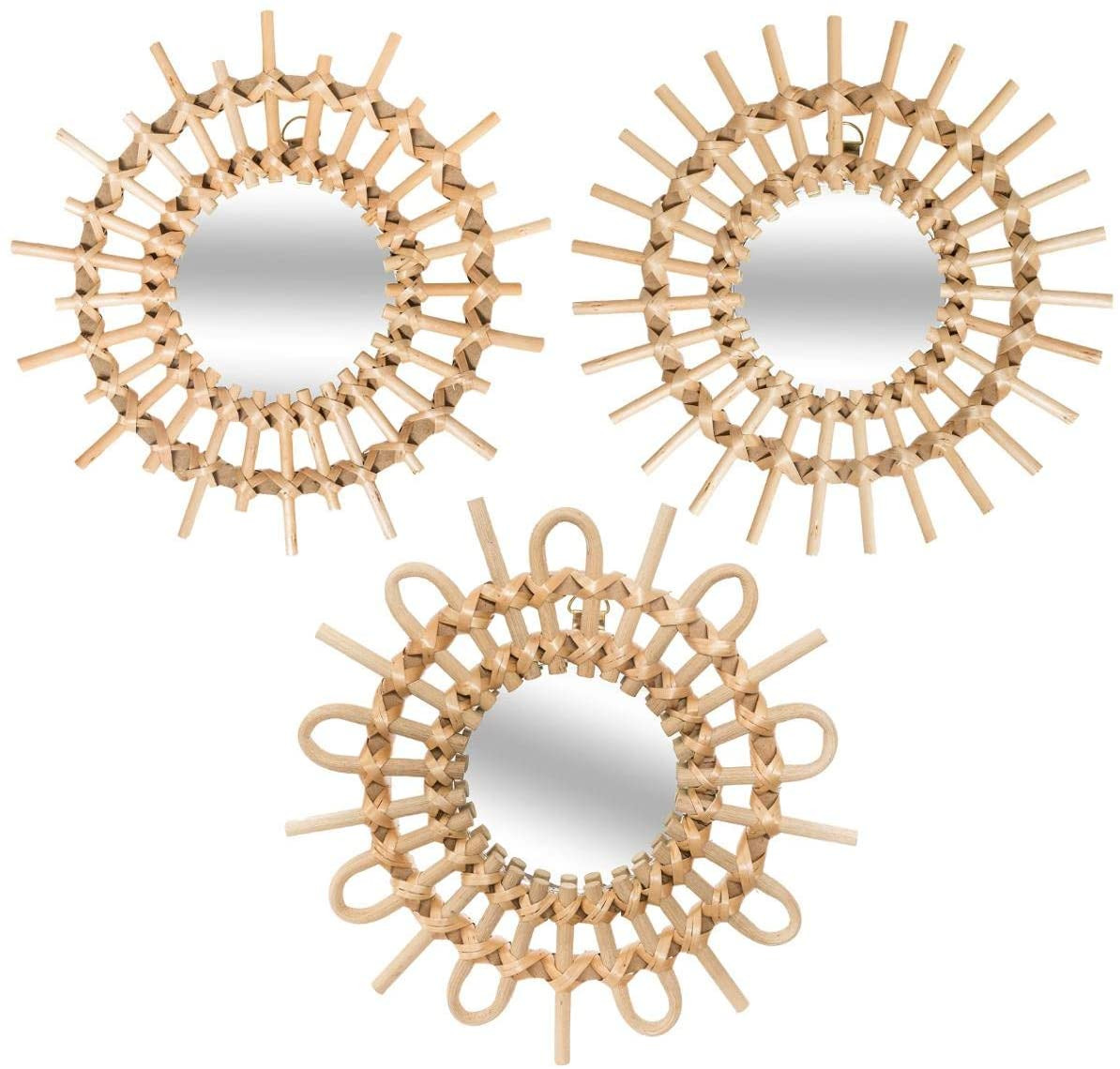 Mirrors Wall Decorative Rattan Geometric, ideal for Bedroom. Modern Design/Original. Game 3 - Home and More
