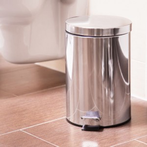 Cube Trash Bathroom 3 Liter Pedal, Stainless Steel. Garbage cans for Bathroom Grey Satin 17x25,8 cm