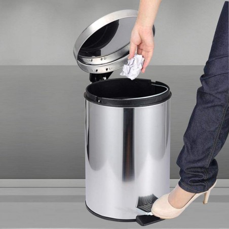 Cubo Cestino Bagno 3 Litri A Pedale, In Acciaio Inox. Pattumiera per Bagno in Raso Grigio 17x25,8 cm