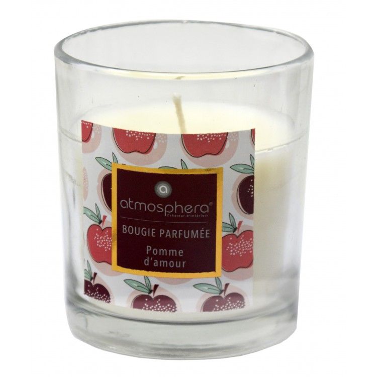 Candela Aromatica di Mela con vetro in Cristallo e la Scatola Decorativa, Ideale per fare dei regali. Candele profumate 110 g