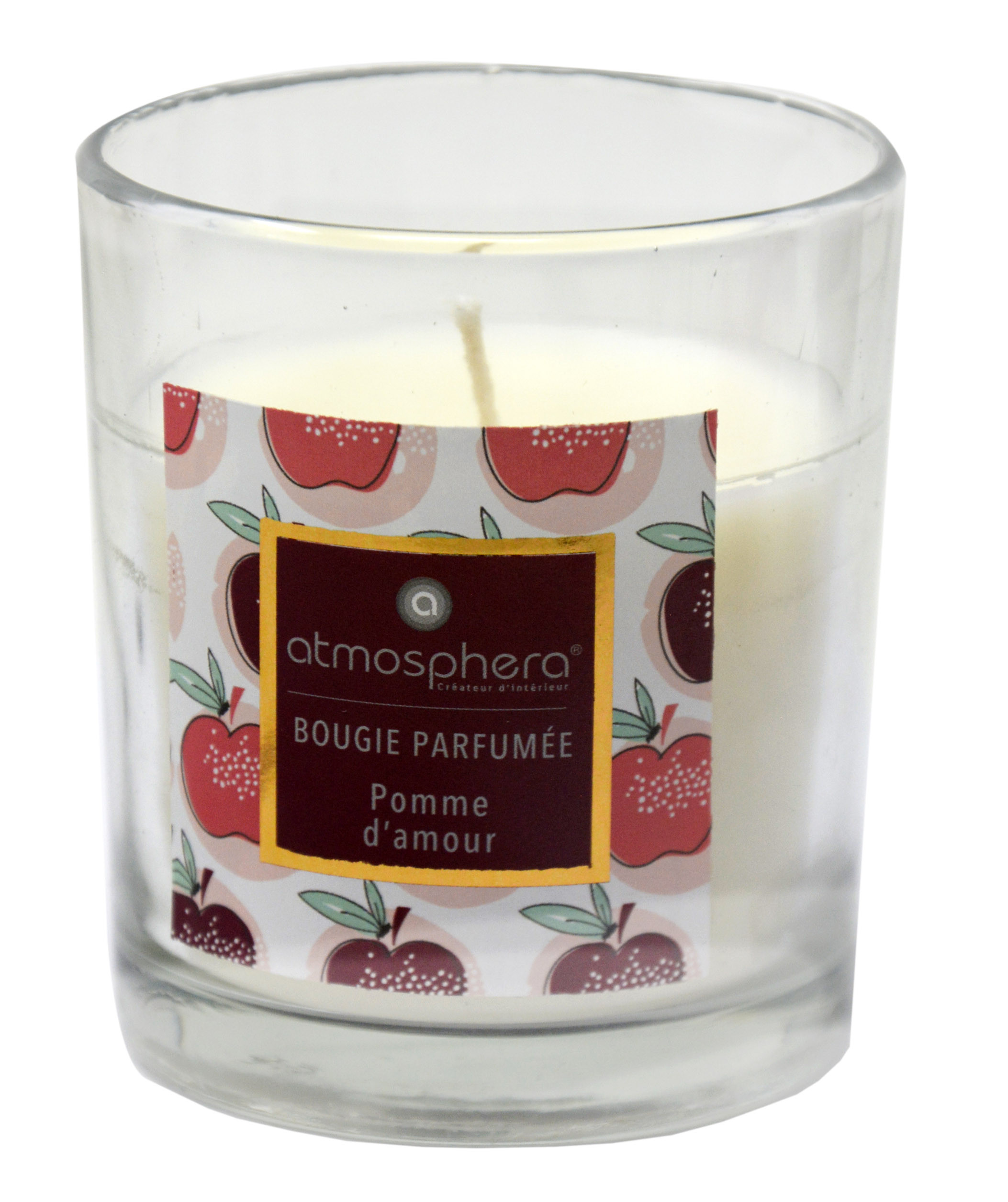 Candela Aromatica di Mela con vetro in Cristallo e la Scatola Decorativa, Ideale per fare dei regali. Candele profumate 110 g