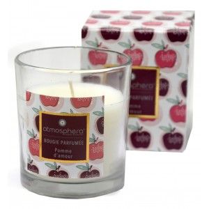 Bougie Aromatique de Pomme avec un verre de Cristal et la Boîte Décorative, Idéale pour faire un Cadeau. Bougies parfumées 110 g