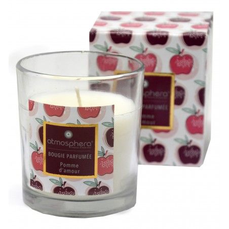 Candela Aromatica di Mela con vetro in Cristallo e la Scatola Decorativa, Ideale per fare dei regali. Candele profumate 110 g