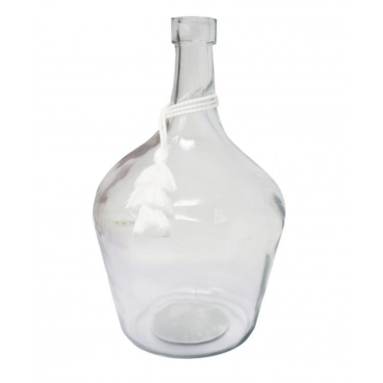 Jarrón Turquesa Cristal Decorativo Fleco, Decoración Étnica Floreros Decoración Cristal 26X17 cm