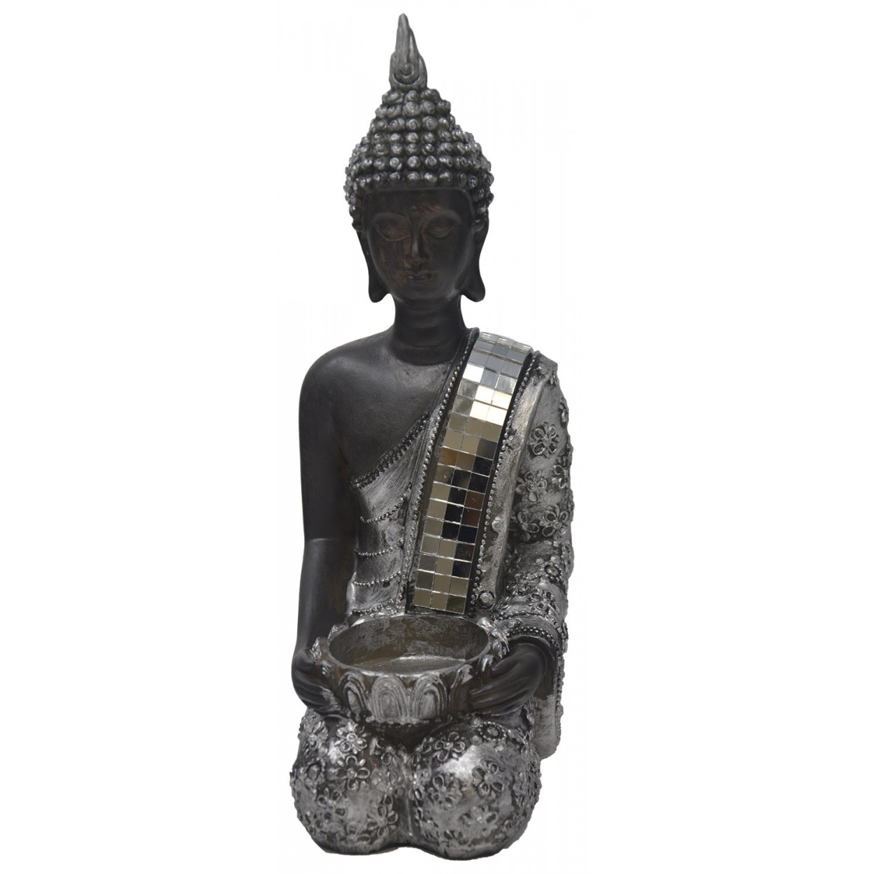 La figura del Buddha di Fortuna Sedersi, Figura Bocciolo di Buddha, Decorazione, Buddismo, Buddha, Fortunato, Argento Specchi,