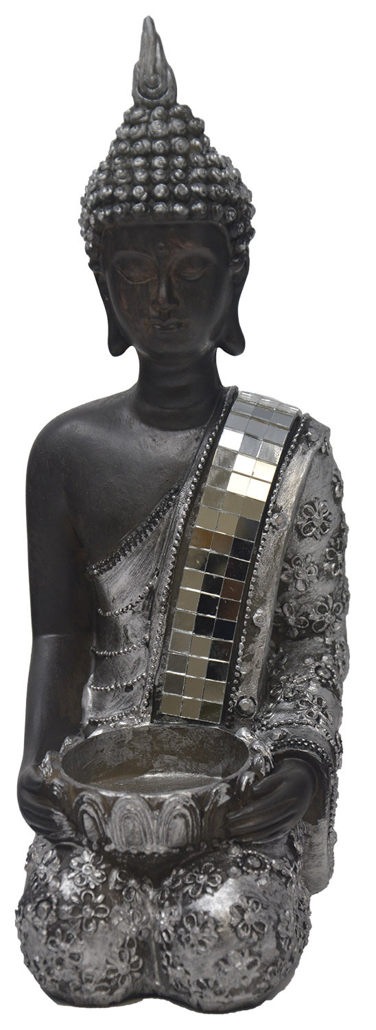 La figura del Buddha di Fortuna Sedersi, Figura Bocciolo di Buddha, Decorazione, Buddismo, Buddha, Fortunato, Argento Specchi,