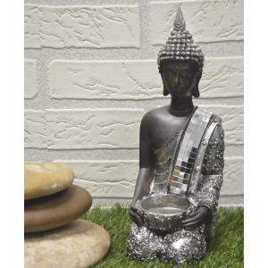 La figura del Buddha di Fortuna Sedersi, Figura Bocciolo di Buddha, Decorazione, Buddismo, Buddha, Fortunato, Argento Specchi,