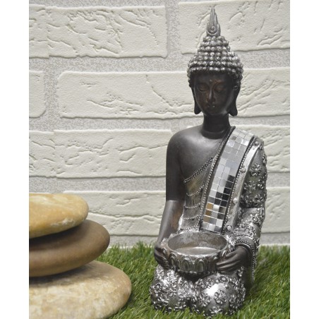 La figura del Buddha di Fortuna Sedersi, Figura Bocciolo di Buddha, Decorazione, Buddismo, Buddha, Fortunato, Argento Specchi,